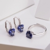 Set Cercei si Inel reglabil argint Tanzanite Heart