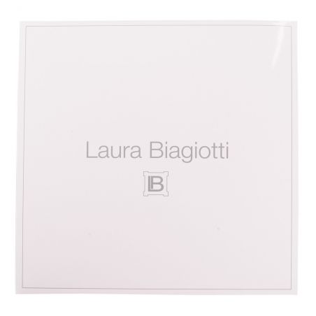 Eşarfă pătrată L. Biagiotti flori în colţ blu cu gri