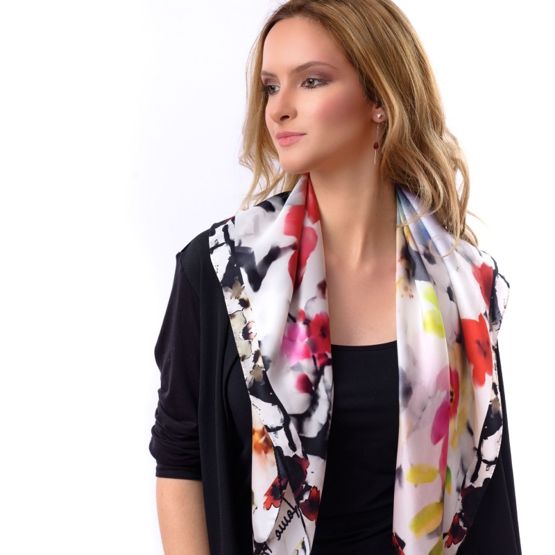 Silk scarf Donna dei Fiori Red
