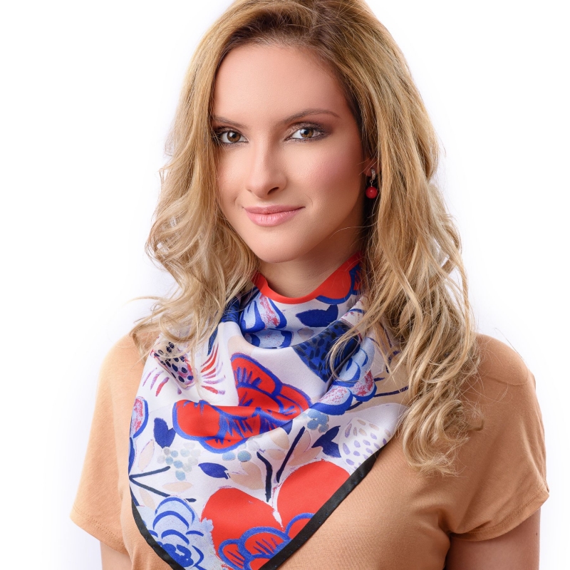 Esarfa matase twill Catchy Look blue