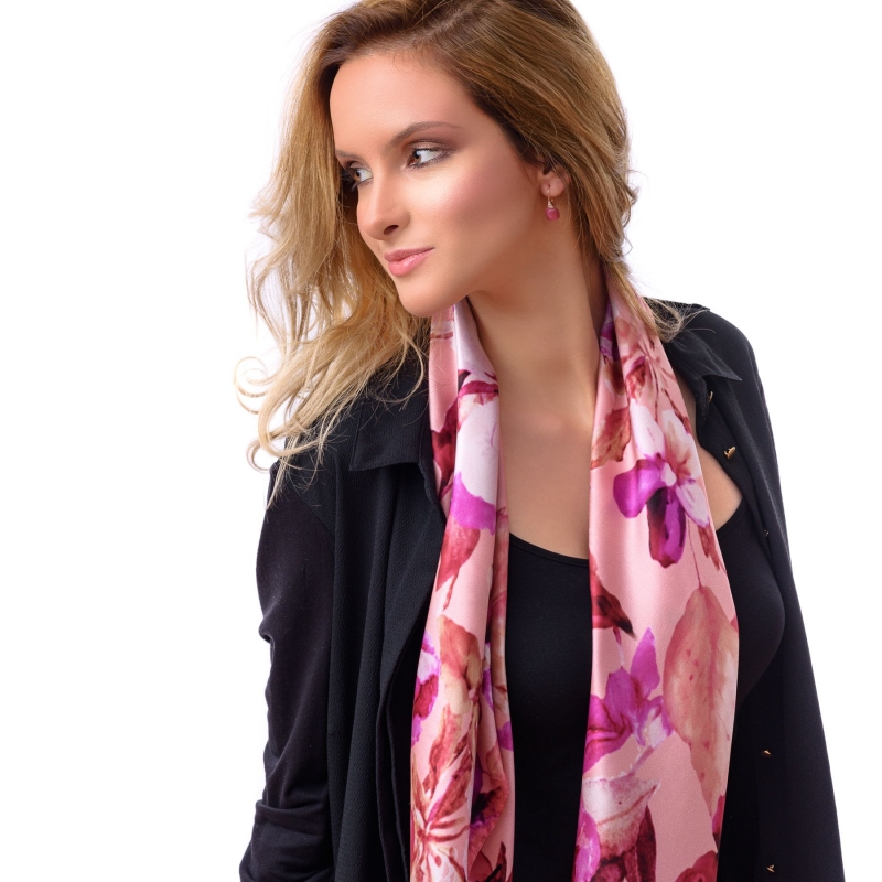 Esarfa matase Flower Sensation Pink