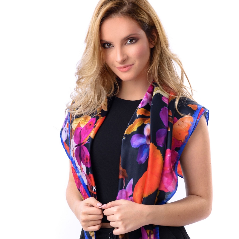 Silk scarf Flower Sensation Red