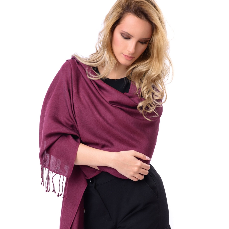 Cashmere and silk scarf Plum