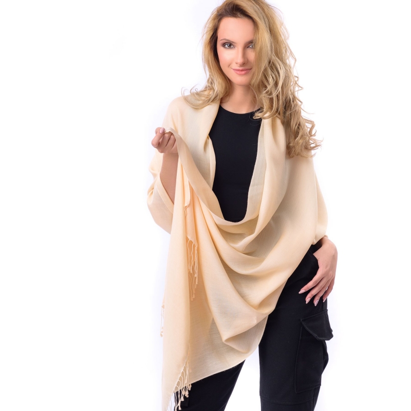 Cashmere and silk scarf Champagne