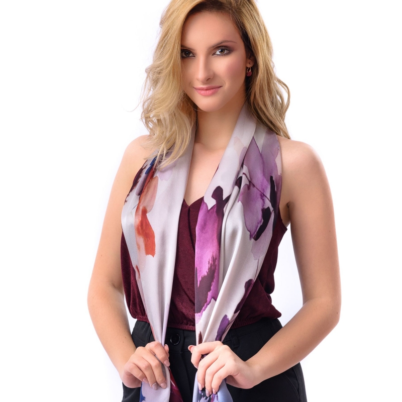 Silk shawl Deep Reflexion Purple