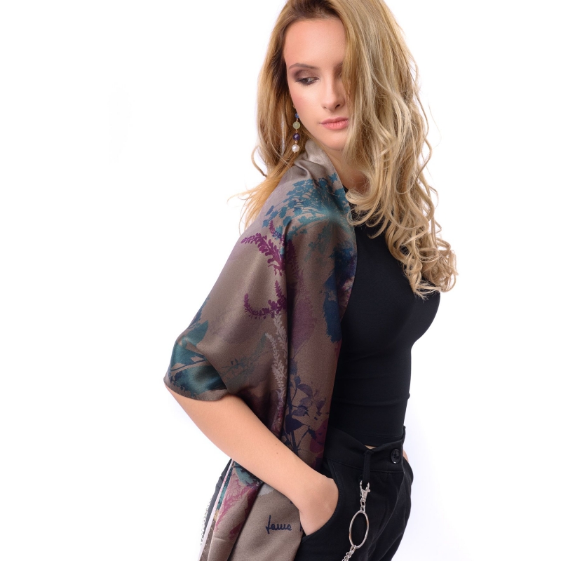 Silk shawl Autumn Symphony bronz