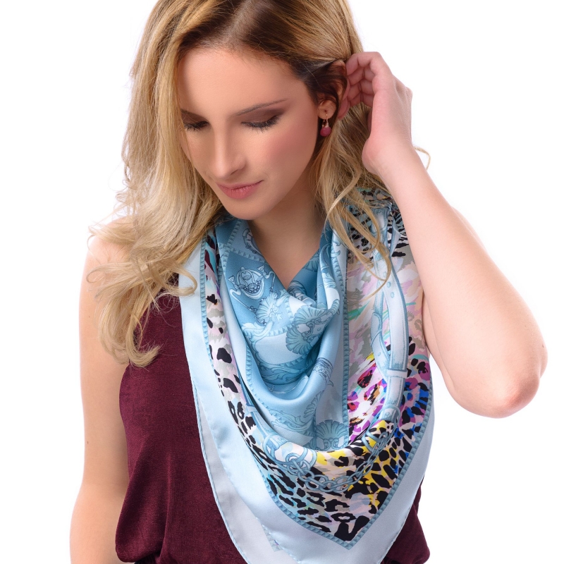 Silk scarf Fusion Polo Ice Blue