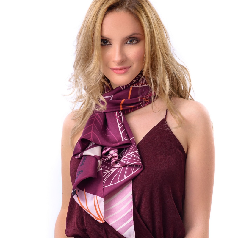 Esarfa matase twill Graphic Dance Purple