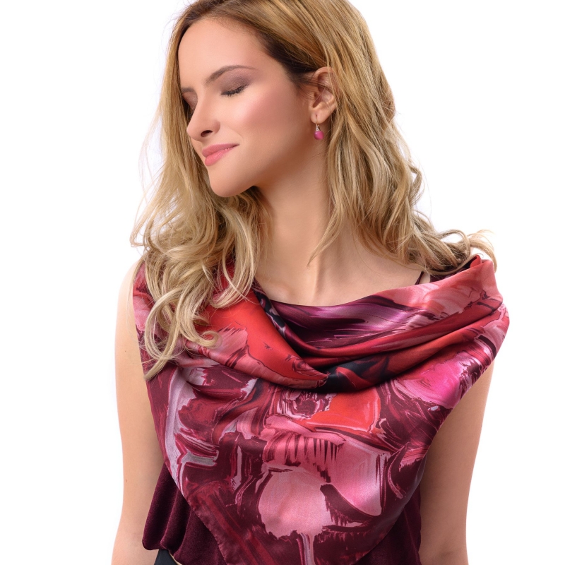 Sweet Touch burgundy silk scarf