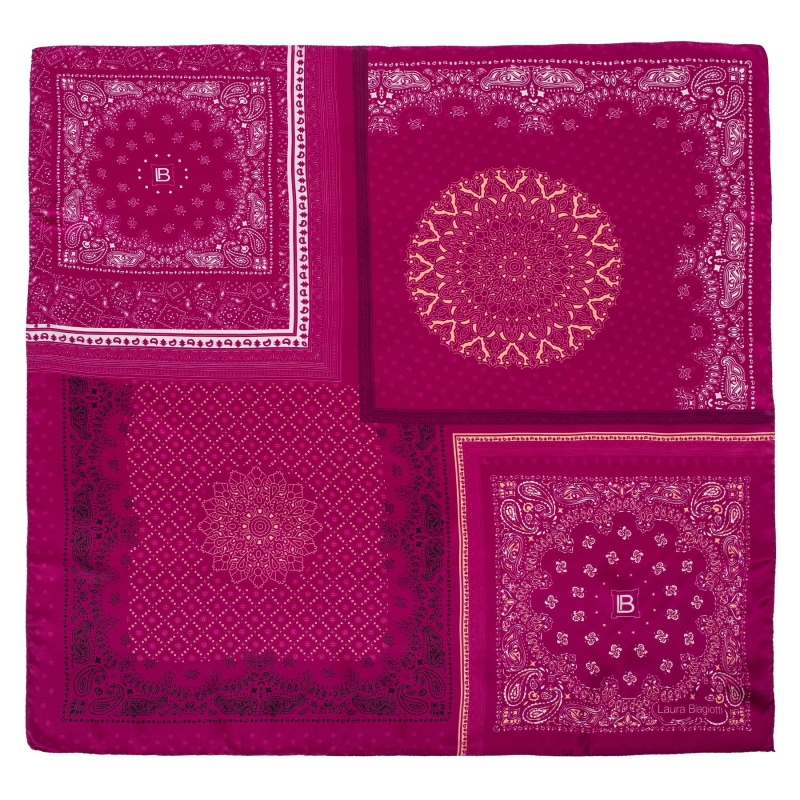 Purple Geometric L. Biagiotti Squared Scarf