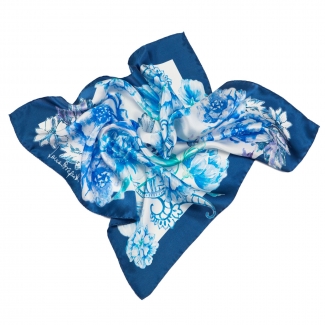 Silk Scarf Laura Biagiotti spring flowers blu