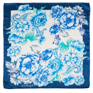 Silk Scarf Laura Biagiotti spring flowers blu