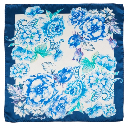 Silk Scarf Laura Biagiotti spring flowers blu