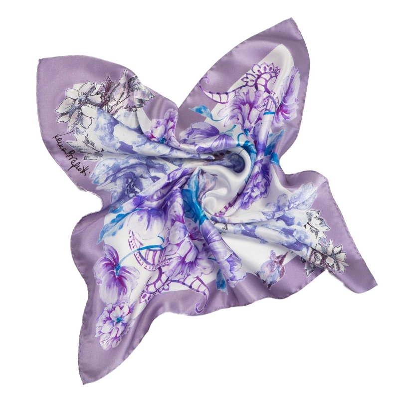 Silk Scarf Laura Biagiotti spring flowers liliac