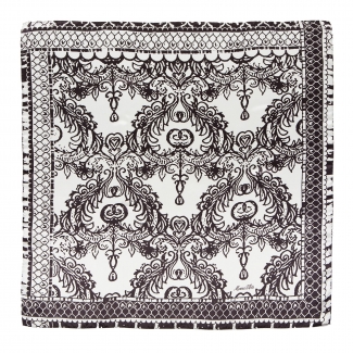 Silk Scarf White and Black Arabesc