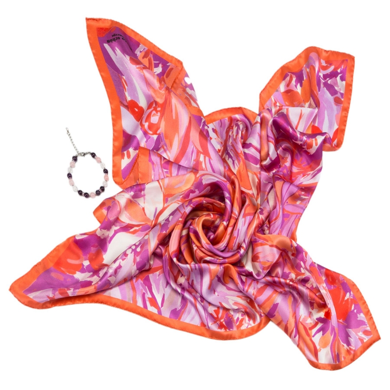 Silk Scarf Mila Schon irises coral