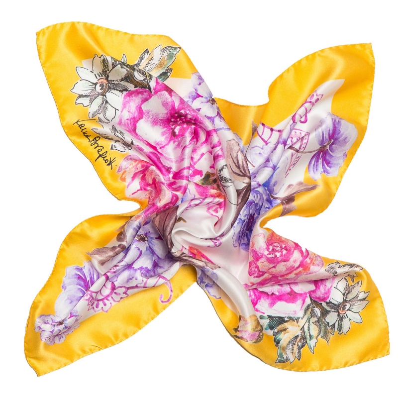 Silk Scarf Laura Biagiotti spring flowers yellow