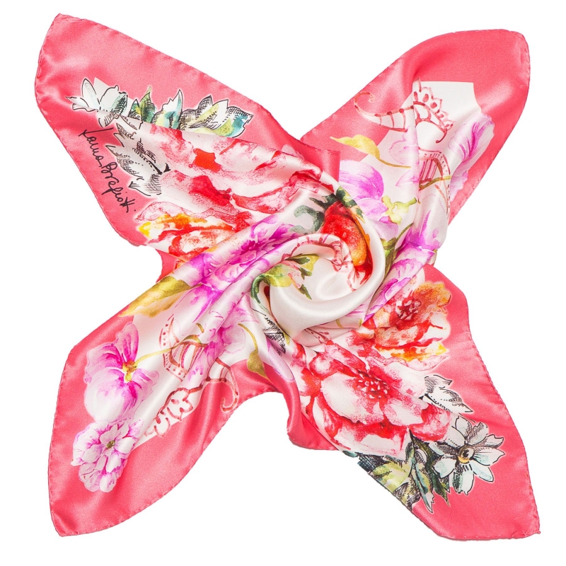 Silk Scarf Laura Biagiotti spring flowers pink