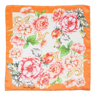 Silk Scarf Spring Flowers Orange