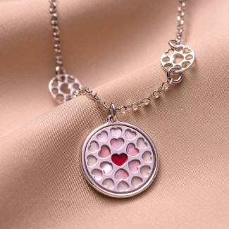 Sterling Silver Bracelet Red Heart