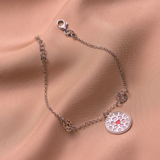 Sterling Silver Bracelet Red Heart