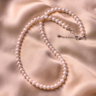 Colier argint Princess small pearls