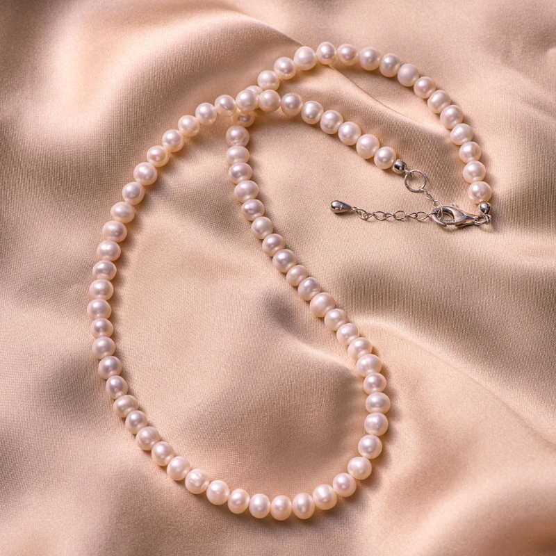 Colier argint Princess small pearls
