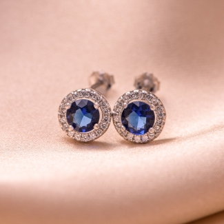 Cercei argint Minimal Blue zirconia