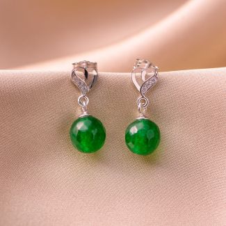 Cercei argint Heart jad verde
