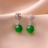 Sterling Silver Earrings Heart green jade