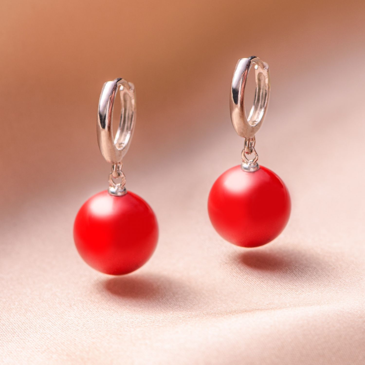 Sterling Silver Earrings Classy red shell