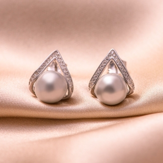 Sterling Silver Earrings Amore pearl grey shell