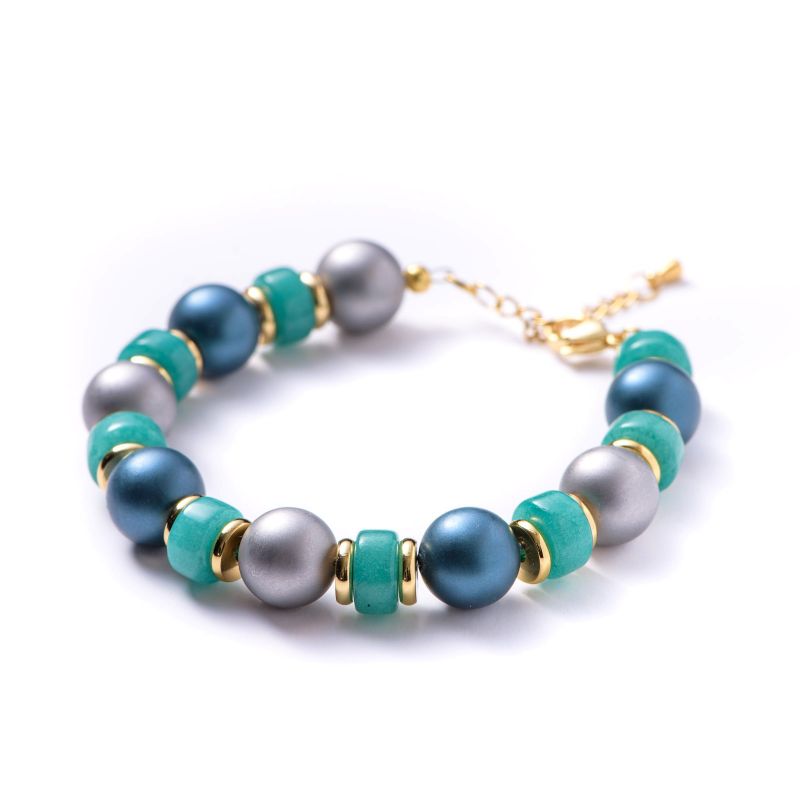 Bracelet turquoise jade, silver shell