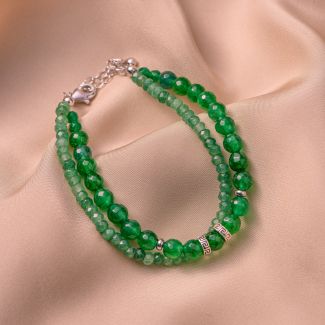Sterling Silver Bracelet DB jade green