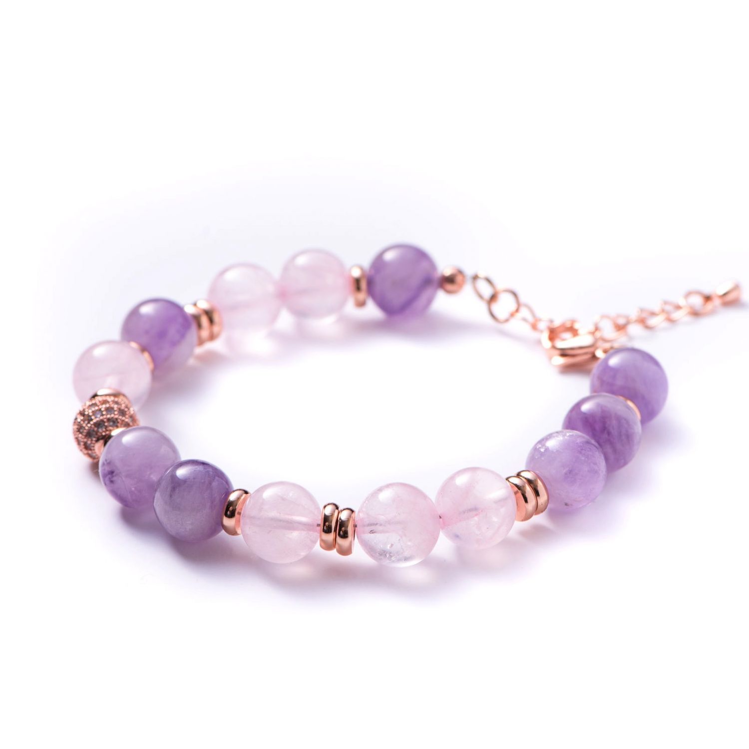 Bracelet amethyst lavender, pink quartz