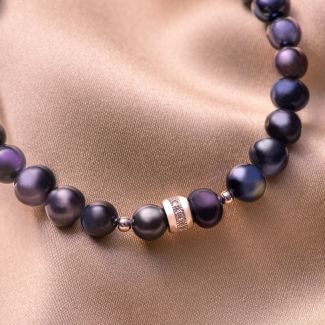 Sterling Silver Bracelet black -indigo pearls