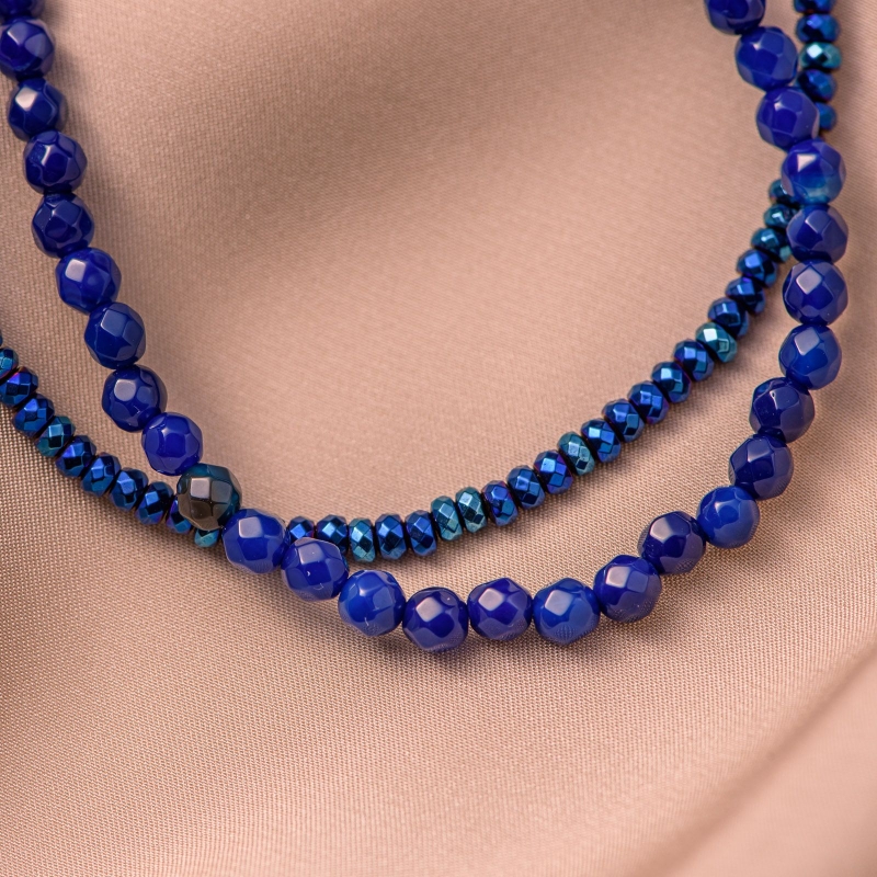 Bratara argint DB agat albastru