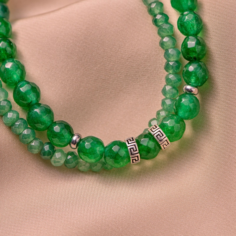 Sterling Silver Bracelet DB jade green