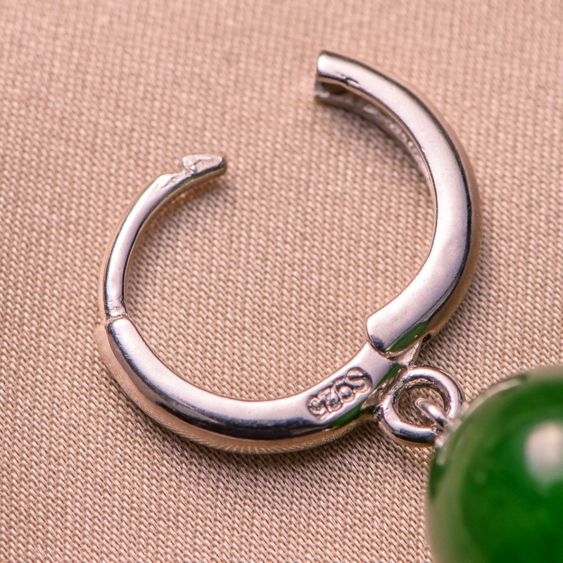 Sterling Silver Earrings Everyday Classy green jade
