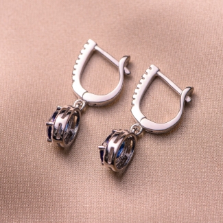 Cercei argint Sapphire Blue zirconia