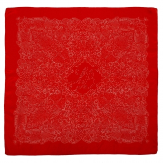 Gift: L. Biagiotti Red Simple Geometric Scarf and silk bow clip