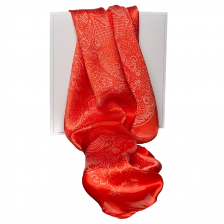 Gift: L. Biagiotti Red Simple Geometric Scarf and silk bow clip