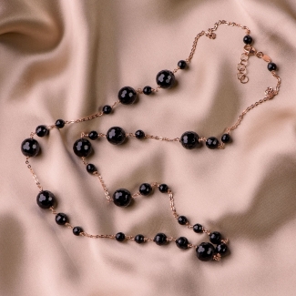 Sterling Silver Necklace with black agate