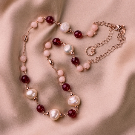 Colier argint agate ruby