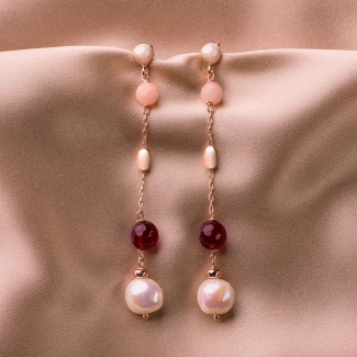 Cercei argint agate ruby