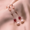 Sterling Silver Earrings with ruby ​​agate and pink quartz