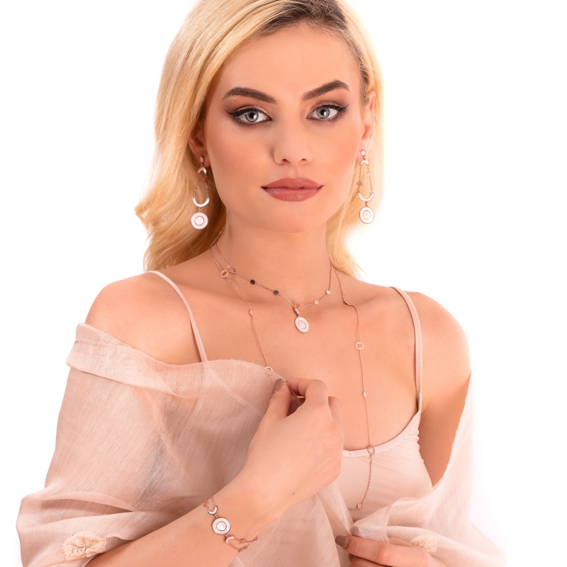 Set cercei, bratara si colier din argint Bella Donna white