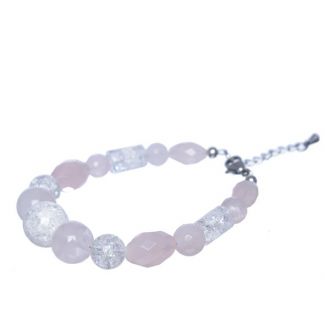 Pink cuartz and ice crystal bracelet