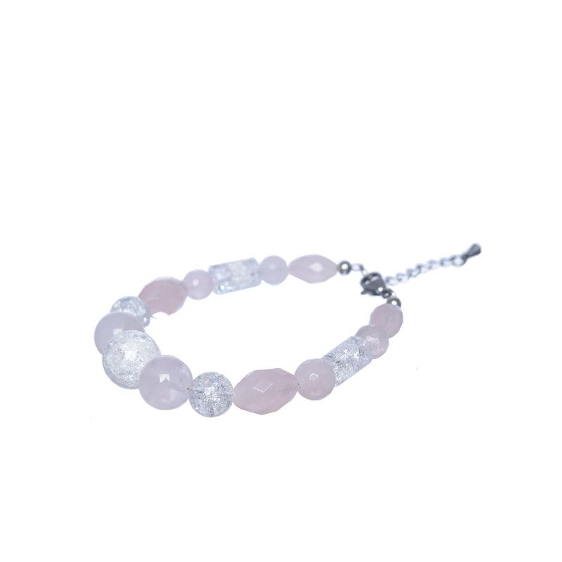Pink cuartz and ice crystal bracelet