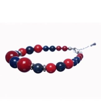 Brățară lapis lazuli și coral roșu